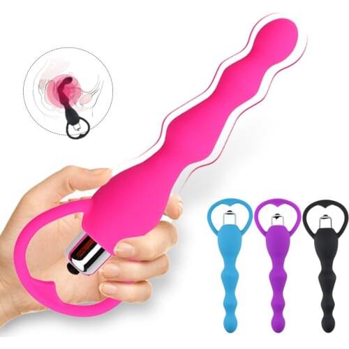 Silicone Long Anal Vibrator Butt Plug Anal Beads G Spot Vibrator Gay Toys Prostate Massage Sex Toys for Women Men Sex Products