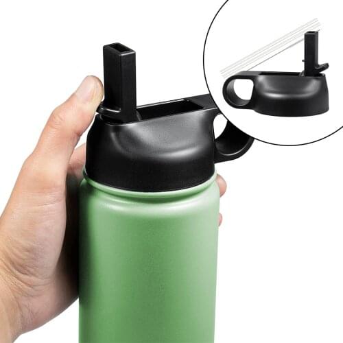 Straw Lid for 12-64oz Wide Mouth Sport Water Bottle, Wide Mouth Straw Lid with 2 Straws and 1 Brush