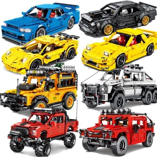 Speed Champions City Racer Famous Car Off-Road Vehicle Model Building Blocks Kits City Pull Back Car Creative Bricks Kids Toys