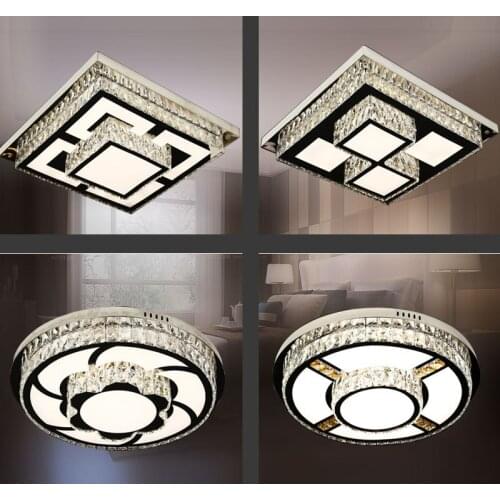 Modern simple bedroom crystal lamp warm romantic Childrens Study ceiling lamp LED square round lamp restaurant
