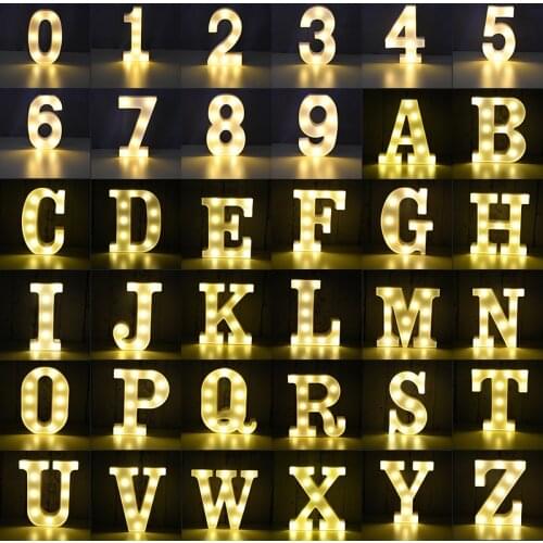 1Pc LED Letter Night Light Alphabet Heart Number Plastic LED Light Wedding Valentines Day Ornament Birthday Party DIY Decoration