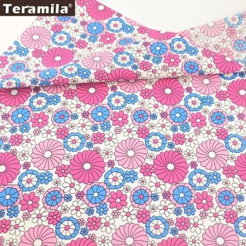 Teramila Cotton Poplin Fabric Soft Printed Pink Sumflower Style Fat Quarter Meter Shirt Dress Sewing Patchwork Cloths Tecido