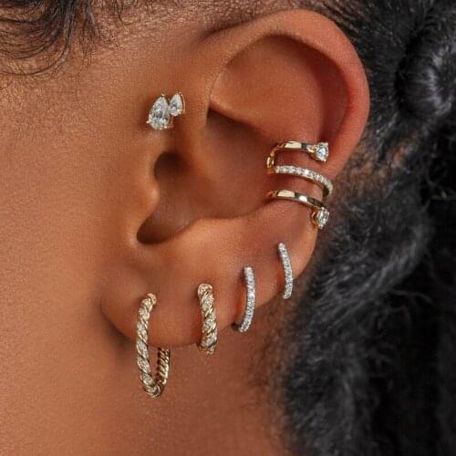 2021 New Twisted Hoops Micro Pave Clear Cubic Zirconia CZ Geometric Women Girl High Quality Round Circle 20mm 32mm Hoop Earring