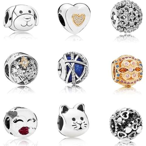 New Fashion Real Sterling Silver Pds Ladies Original Jewelry Beaded Heart-shaped Diy Bracelet Exquisite Gift