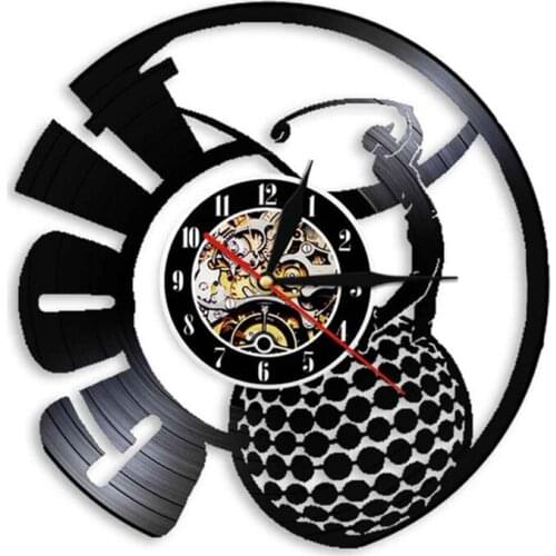 Female Golf Player Sport Studio Wall Decor Golf Club Retro Vinyl Record Wall Clock Golf Tournament Champions Golf Souvenir Gift