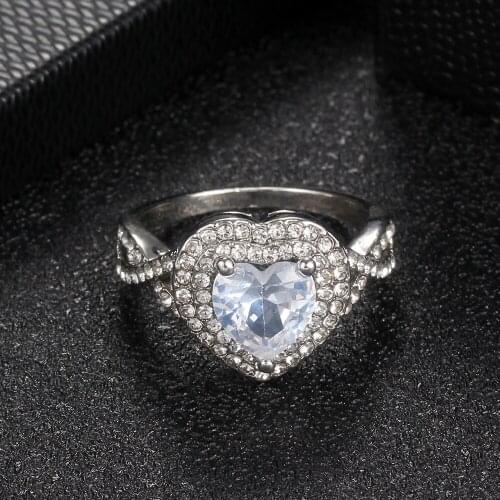 Women Ring Engagement Ring Love Shape Inlaid Cubic Zirconia Romantic Couple Give Girlfriend Surprise Gift Anniversary Gift