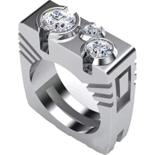 Women Ring Silver Plated Geometric Cubic Zirconia Ring Banquet Couple Wedding Ring Give Girlfriend Birthday Gift Fashion Jewelry