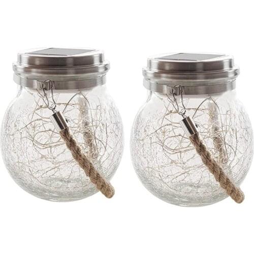 2 Pack Hanging Solar Lights Solar Lanterns Outdoor Solar Table Lamp Solar Lantern Light Solar Jar Lights