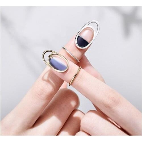 2020 Trendy Gold Color Joint Rings for Women Girl Metal Alloy Hollow Twisted Geometric Charm Ring Fashion Statement Jewelry