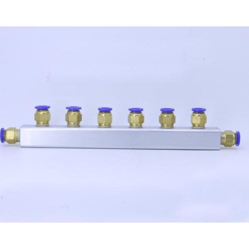 20x20mm Push Fit 8mm 6 Way 9 Port Pneumatic Fitting Manifold Block Splitter