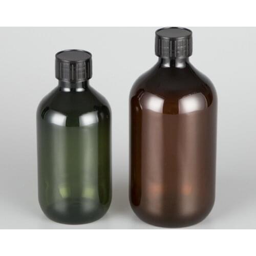 300ML 500ML X 12 Brown Green Plastic Bottles With Screw Cap Cosmetic Packaging Container Essential Oil PET Refillable Bottles