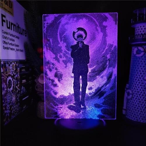 Jujutsu Kaisen Gojo Satoru Lyuikitennkai 3D Anime Lamp Nightlights LED Colors Changing Visual Lampara For Bedroom Decoration