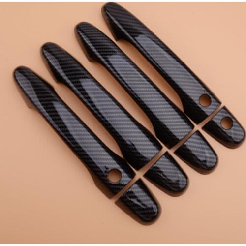 8Pcs/Set Carbon Fiber Style Exterior Door Handle Trim Cover W/ Smart Keyhole Fit for Honda CRV CR-V 2012-2016 Civic 2012-2015