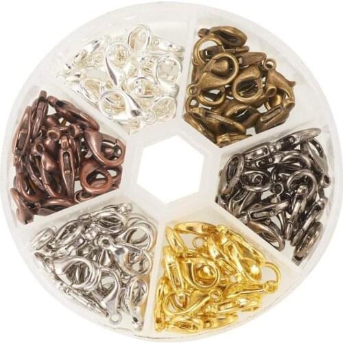 Necklace Bracelect Supplies Kit 120Pcs/Set 6 Color Alloy Accesories 12x6mm Lobster Clasp for DIY Making Jewelry