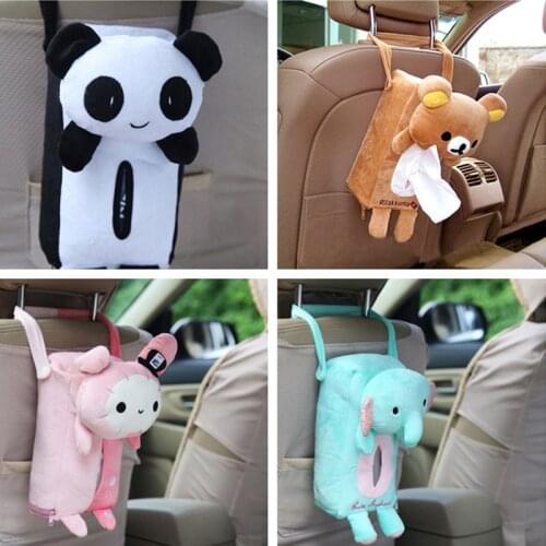 Car sun visor towel sets car tissue boxes Cartoon Lovely Cute Teddy Bear car Back hanging pumping Paper Towel tray Car Strap