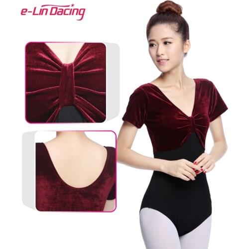 Velvet Short Sleeve Ballet Danc Leotard Adults Rhythmic Gymnastics Daily Practice Bodysuit Girls Ballet Costumes Sexy Dance Wear