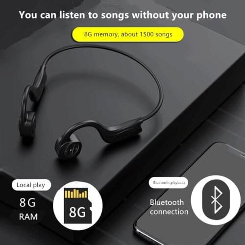 Bluetooth 5.0 Wireless Headset Bone Conduction Headset, IPX8 Waterproof Outdoor Sports Headset, with 8G Memory Headset