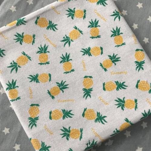 Pineapple Printed Cotton Linen Fabric Cloth DIY Sewing Linen Cotton Fabric Material for Textile Decorate Tablecloth Cushioncover