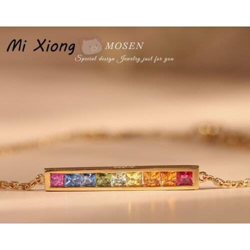 Mi Xiong s925 sterling silver new original rainbow series gemstone bracelet elegant fresh delicate lady charm brand jewelry