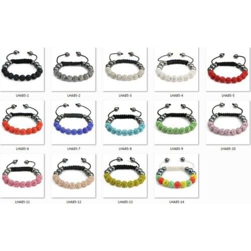 Hr34ng Mixed 14 Color micro pave CZ Disco Ball Beads Bangles crystal Bracelet fasion women jewelry