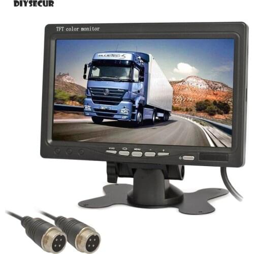 DIYSECUR 7" TFT LCD Color Monitor Rear View Monitor Car Monitor with 2 x 4PIN Video Input DC12V-24V