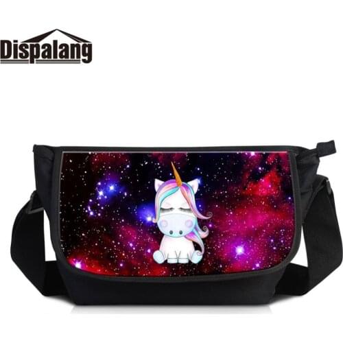 Dispalang Inside Cotton Customize High Quality Printing Cute Animal Unicorn Patterns on Bags Messenger Boys Waist Packs for Lady