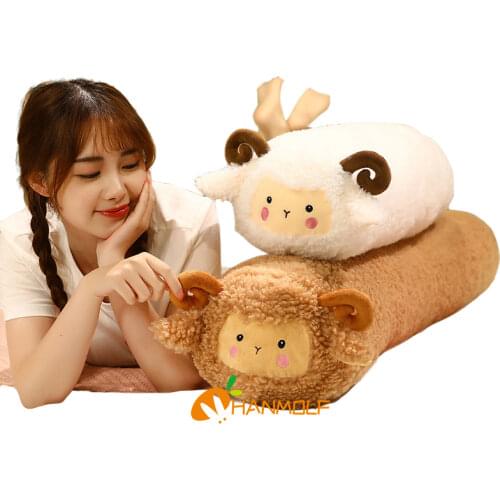 75~130cm Lying Alpaca Sheep Plushies Fuzzy Plush Straight Animal Doll Sleeping Companion Cuddle Buddy Children Toy Gift