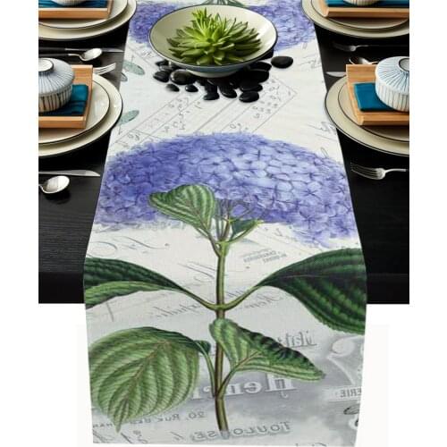 Purple Flower Dragonfly Clock Retro Table Runner Wedding Table Decoration Dining Table Decor Placemat Christmas Decor Tablecloth