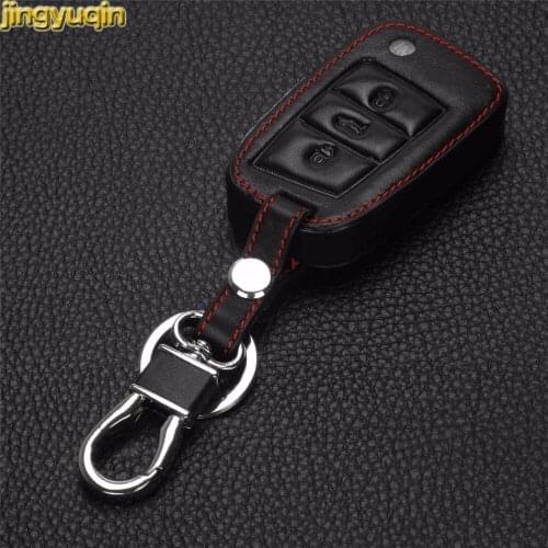 Jingyuqin Car Leather Key Case Key Bag Key Cover For Volkswagen VW Golf 7 MK7 Skoda Octavia A7 Seat Leon Ibiza Key Portect
