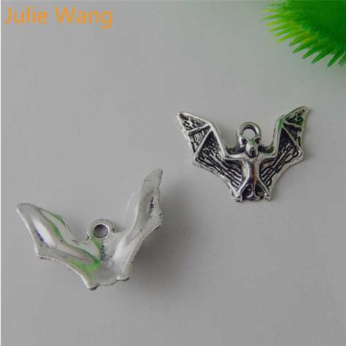 Julie Wang 20PCS Alloy Small Bats Charms Antique Silver Color Animal Jewelry Making Pendant Findings Charm Accessory