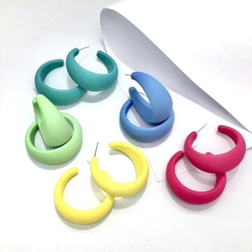 Candy Ring Color Womens C-shaped Earrings Acrylic Geometric Simple Colourful Curved Hoop Earrings Fashion Jewelry Birthday Gift