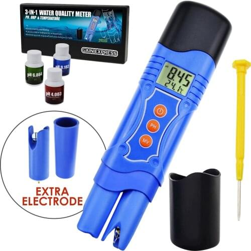 3-in-1 ORP Redox PH Temperature Combo Meter Tester -1999~1999mV 0.00-14.00pH 0~50degreeC Pen Type with Extra pH Electrode