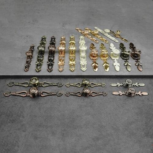 Red/Green Bronze Antique Furniture Handle Classic Single Hole Kitchen Cabinet Door Handle Gold Closet Drawer Knob Home Hardware