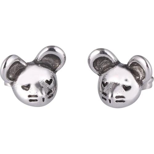 Stainless Steel Cute Little Mouse Shape Stud Earrings for Women Girls Animal Earrings Jewelry Accessories Birthday Gift SP0585