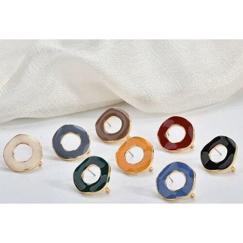 Morandi retro shaped hollow round simple earrings DIY handmade jewelry earrings accessories material