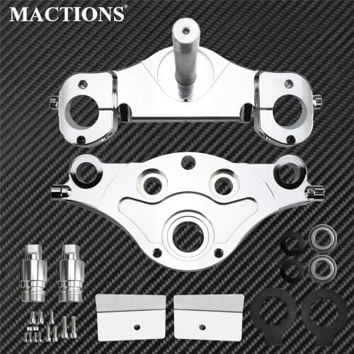 Motorcycle Chrome Wheel KO Raked 21" 23" Wheel Triple Trees Kits For Harley Touring FLHT FLHX Electra Glide Street Glide 97-13