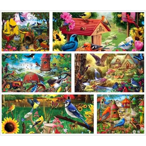 Colorful Drawing Various of Birds 5D Diy Full Square and Round Diamond Painting Embroidery Cross Stitch Kit Wall Art Home Decor