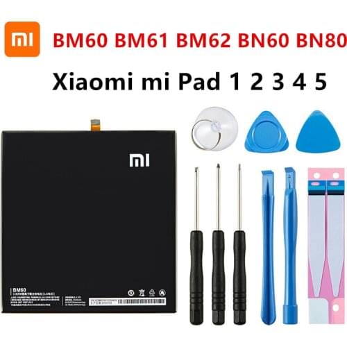 Xiao mi 100% Orginal BM60 BM61 BM62 BN60 BN80 Tablet Replacement Battery For Xiaomi Pad 1 2 3 4 5 Mipad 1 2 3 4 5 +Tools Kits