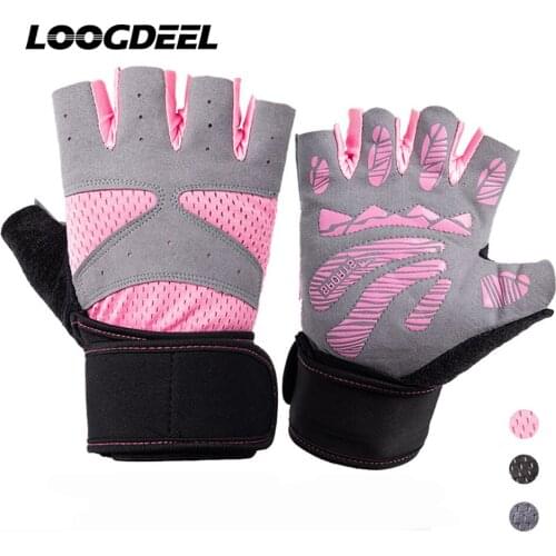 LOOGDEEL Weightlifting Gloves Breathable Sweat-absorbent Anti-slip Shock Absorption Palm Extened Wristband Sports Fitness Gloves