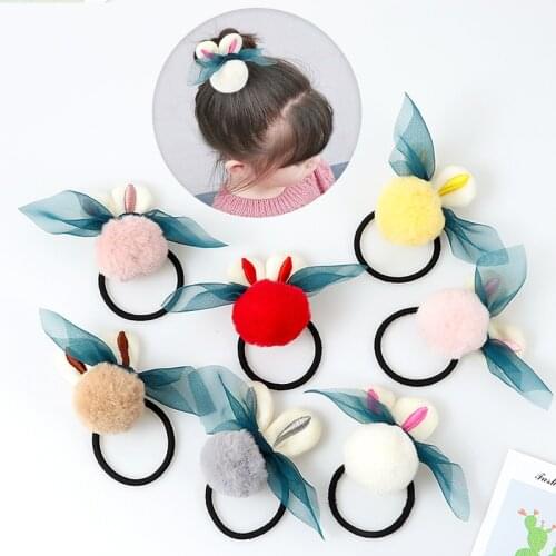 Cute Plush rabbit ears hair ring female rubber band elastic hair bands Korean headwear children hair Accessories ornaments