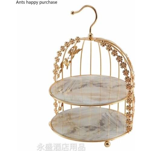 Dessert Table Decoration Tea Break Cake Tray Display Stand Wrought Iron Bird Cage Afternoon Tea Snack Stand Cake Stand Home Tool