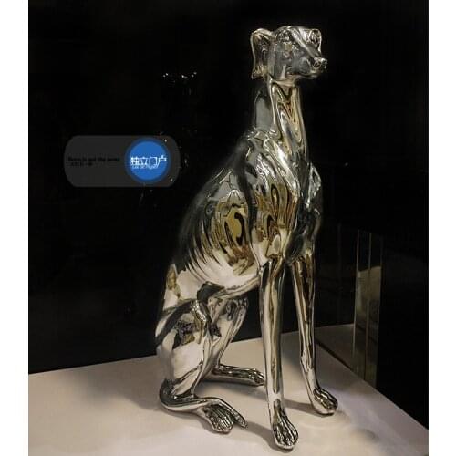 RESIN ELECTROPLATE GREYHOUND DOG STATUE SIMULATION GREADOG DOG HOME DECORATION ACCESSORIES CRAFT DECORATION ANIMAL SCULPTURE