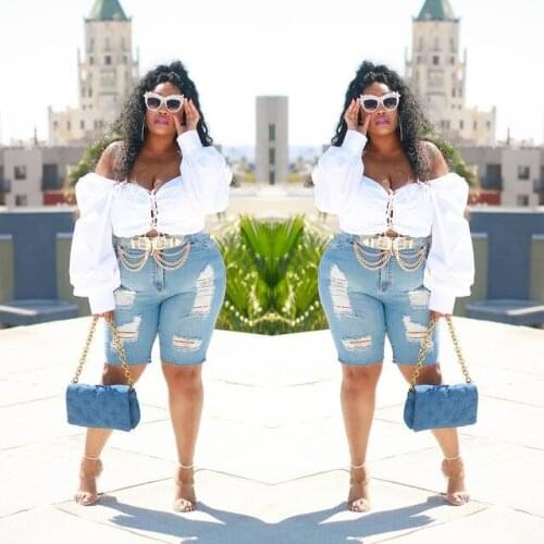 RMSFE 2021 Women Long Sleeved Straight Neck Strapless Large White Hollow Out Bandage Retro Bubble Sleeve Top T-Shirt