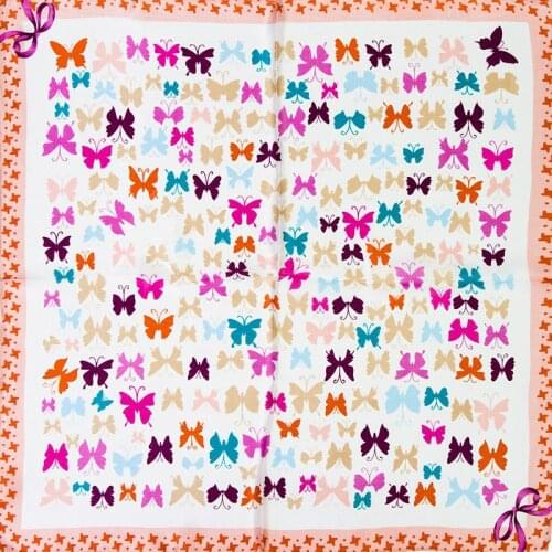 Natural Silk Scarf Women Bandana Female Butterfly Hair Scarf for Women Silk Headband Womens Square Silk Head Scarf Neck Scarf
