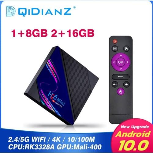 Smart TV Box Android 10 H96 MINI V8 RK3228A Multimedia player 2GB 16GB 2.4G Wifi 4K 2160P 1080P jusqu'à 60fps décodeur vidéo