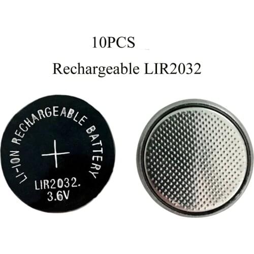 SORAVESS 3.6V 2032 Rechargeable Battery LIR2032 Lir 2032 Lithium Ion Batteries 40mah Li-ion Button Coin Cell Replace For CR2032