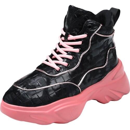 High Top Women Jogging Sneakers Genuine Leather Lace-Up Platform Sport Shoes Female Running Fitness Luxury Design Autumn Winter