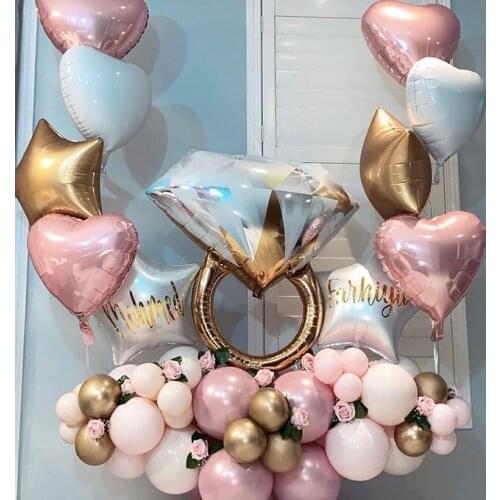 1pc Diamond Ring Foil Balloons LOVE Letter Ballon Inflatable Wedding Party Decoration Helium Air Ballon Valentines Day Supplies