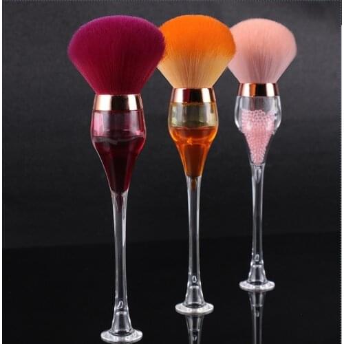 1pcs Single Large Fluffy Powder Blush Makeup Brushes Creative Crafts Level Red Wine Glass Cup Shape Cosmetic Beauty Tools Gift