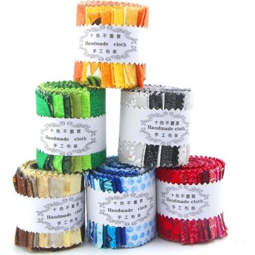 10-Color Jelly Roll Cotton Cloth Rainbow Color Cake Patchwork Stitching Craft Sewing Christmas Decoration Cloth 6*110 Cm TJ4146